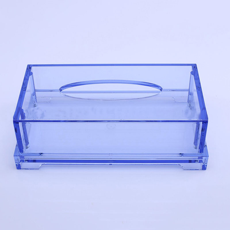 藍色半透明有機玻璃紙巾盒定製